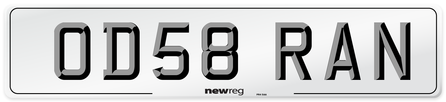 OD58 RAN Number Plate from New Reg